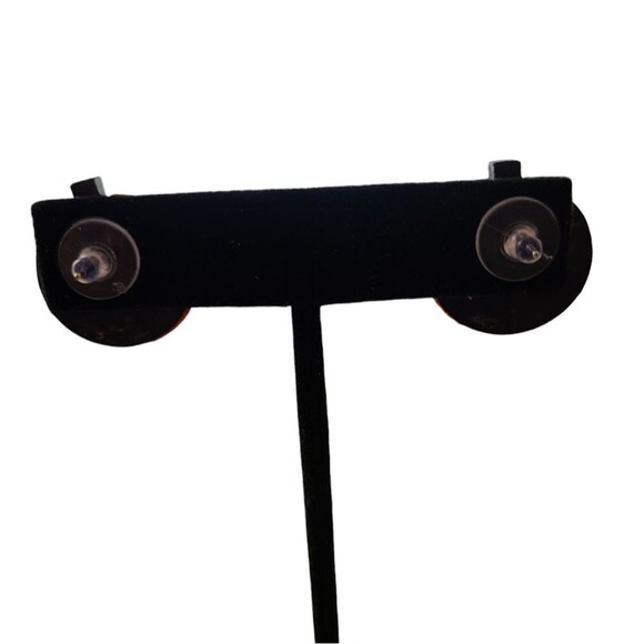 Sparkly Orange Glitter and Black Jack-O-Latern Pumpkin 1" Earrings - Picture 3 of 3